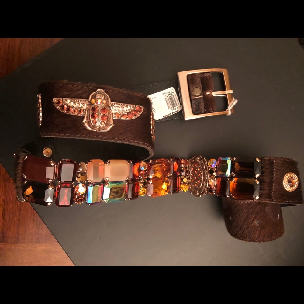 L.K. Crystal Cowhide Belt
